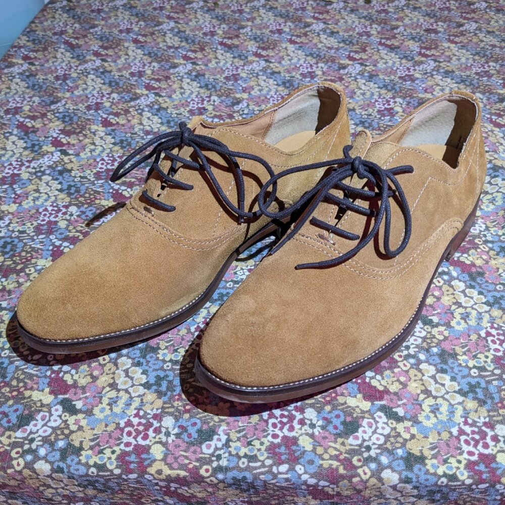 Goodfellow & Co men's size 9 tan light brown suede oxford gracin dress shoes